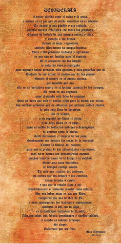 Pósters Desiderata De Max Ehrmann Inglés Ó Castellano 42x21 1