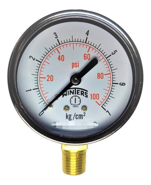 Manómetro 63mm Diam. 0-100psi/0-7kg/cm2 Pem214r3r1 Winters 0