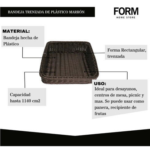 Bandeja Trenzada De Plástico Marrón 1