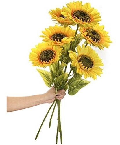Plobach 6 Piezas De Girasoles Grandes, Flores Artificiales, 0