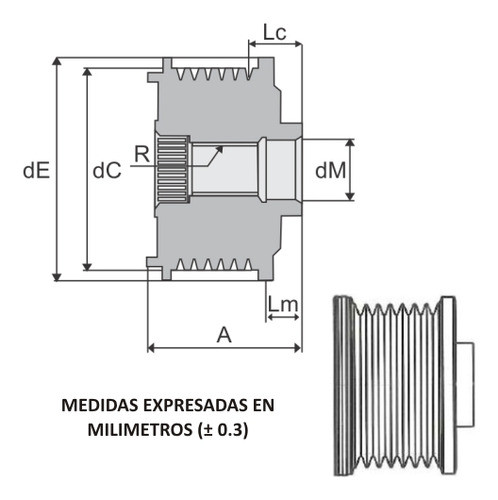 Polea De Rueda Libre Para Alternador 7c Tamatel 35057 0