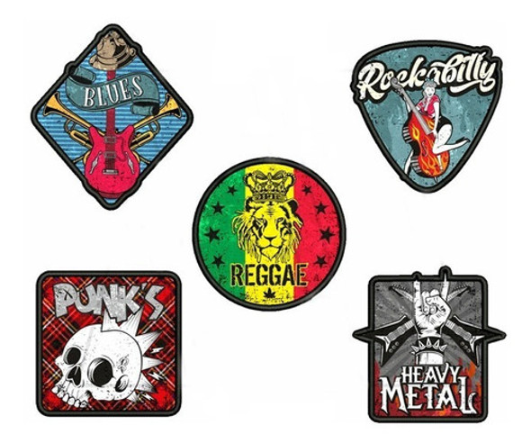 Apliques Bordados Termoadhesivos Rock And Roll X 6 Unid 0