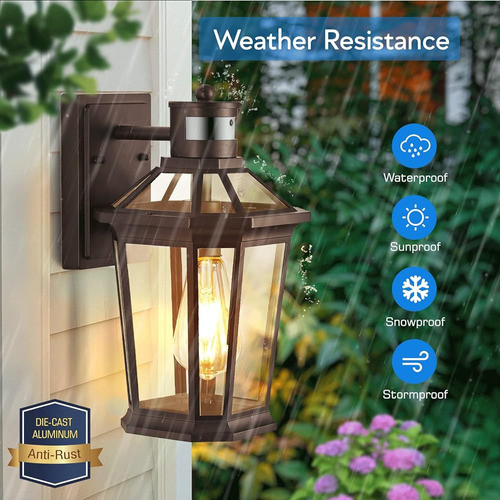 Vianis Motion Sensor Luces Al Aire Libre, Bronce Frotado Con 1