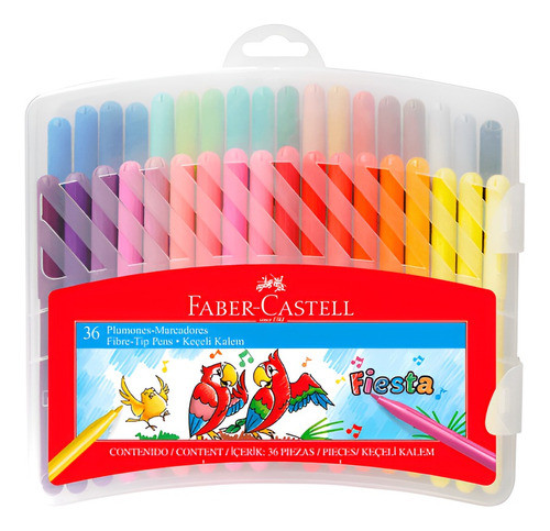 Marcadores Finos Faber Castell Caja 36 Unidades Con Estuche 0