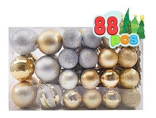 Bolas De Arbol De Navidad -88u.oro Y Plata /3-6-8cm 0