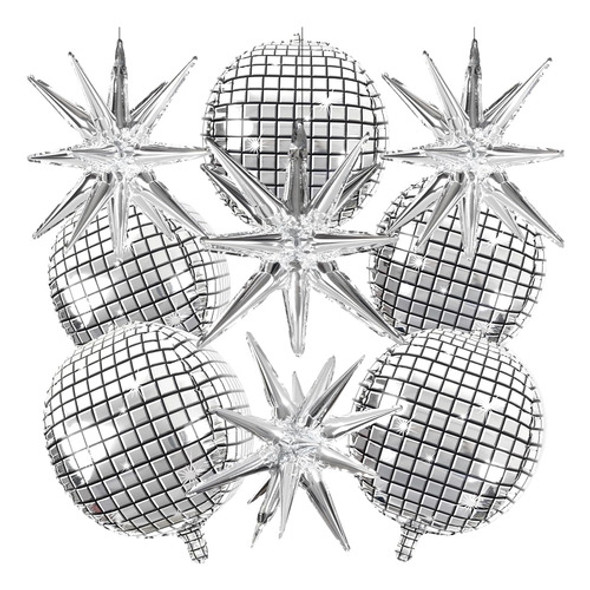 Globos Plateados De 56cm Con Estrellas Para Decoración De Fi 0