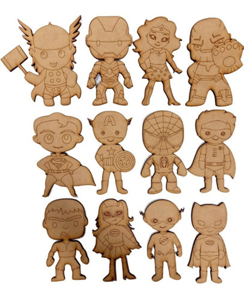 60 Superheroes Mini 10cm Fibrofacil Mdf Personajes 0 60 Superheroes Mini 10cm Fibrofacil Mdf Personajes 0