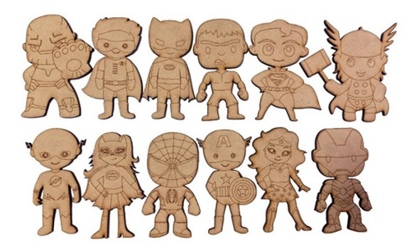 60 Superheroes Mini 10cm Fibrofacil Mdf Personajes 1 60 Superheroes Mini 10cm Fibrofacil Mdf Personajes 1