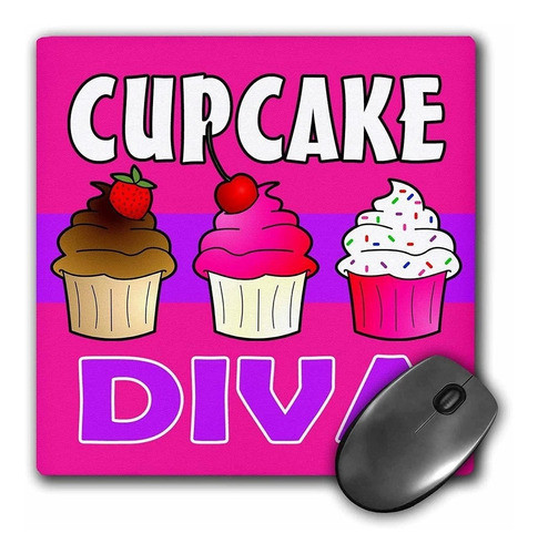 3drose Llc 8 x 8 x 0.25 inches Mouse Pad, Cupcake Diva Ka 0