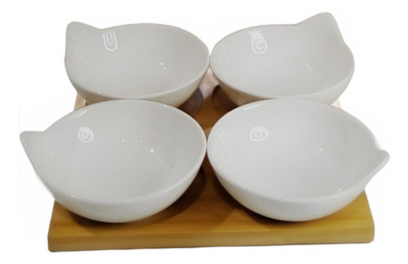 Copetinero X4  Grecia  De Ceramica Con Base De Bamboo 0