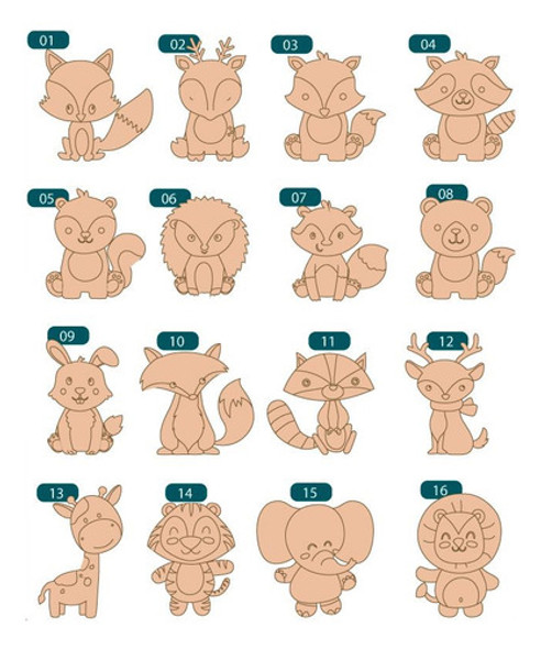 Formas Animales Para Pintar - Fibro Fácil 20cm X5 Unidades 1