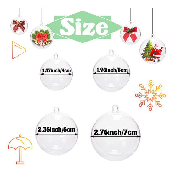 40 Bolas De Adornos De Navidad Transparentes, Esfera Hueca C 1