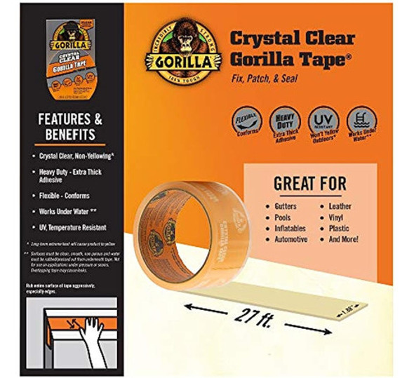 Cinta Para Conductos De Reparación Gorilla Crystal Clear, 1. 1