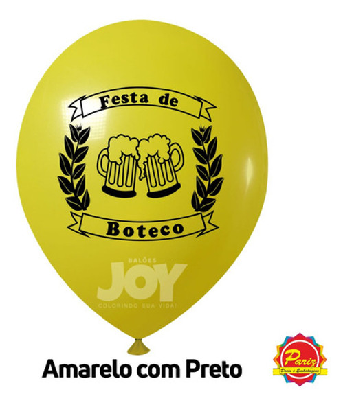 Kit 100 Balão Bexiga Boteco Amarelo/ Preto N° 9 Joy 1 Kit 100 Balão Bexiga Boteco Amarelo/ Preto N° 9 Joy 1