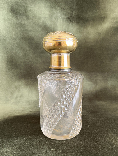 Enorme Frasco De Perfume Con Tapa En Bronce 0