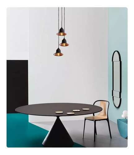 Colgante Industrial X 3 Luces Pantallas Cobre Y Negro 1