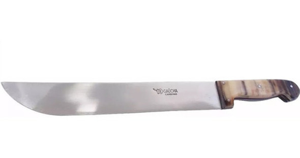 Facão Largo N°14 Aço Carbono {{ 2,65mm }} Cab Chifre B/couro 1