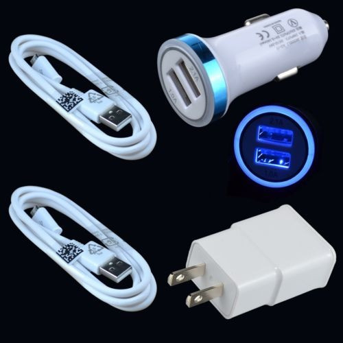 Adaptador Dual Led Coche + Cargador + Cable De X Usb 2 Para 0
