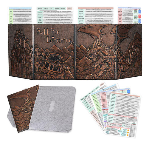 Pantalla De 4 Paneles Con Bolsillos Para Juegos De Rol 0