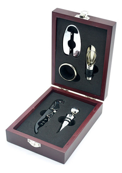 Set Para Vino 5 Accesorios, Estuche De Madera - 11389 0