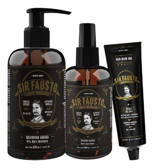 Kit Anti Grasa Sir Fausto: Shampoo + Tónico + Pomo Barber 0 Kit Anti Grasa Sir Fausto: Shampoo + Tónico + Pomo Barber 0