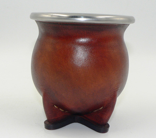 Mate De Cerámica Forrado En  Cuero 0