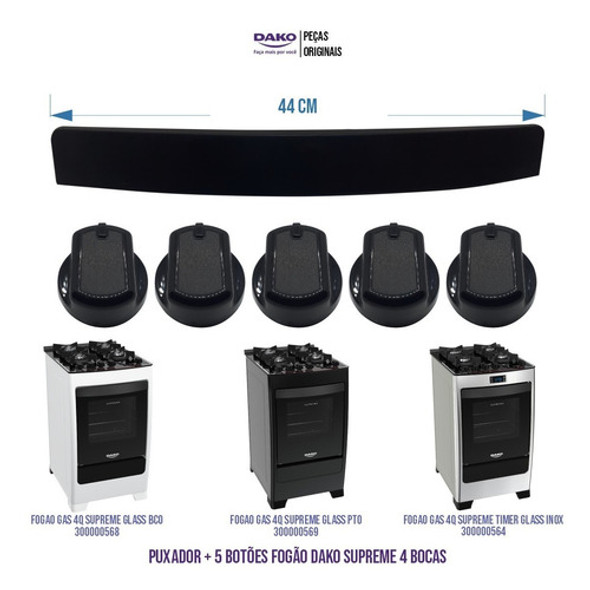 Puxador 4 Bocas + 5 Botões Dako Supreme 4 Bcs 1