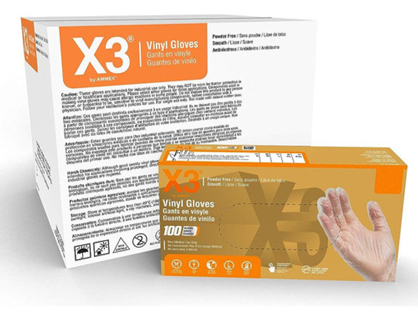 Ammex Gpx3 Guantes De Vinilo Transparente Industrial, Estuch 0 Ammex Gpx3 Guantes De Vinilo Transparente Industrial, Estuch 0