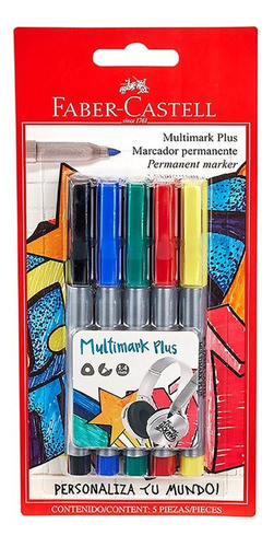 Pack X 5 Marcadores Faber Castell Multimark 1,4 Mm Clásicos 0