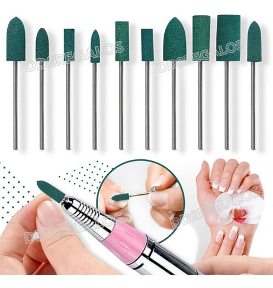 Set Fresa De Goma Pulidor Torno Manicuria Uñas Esculpidas 1