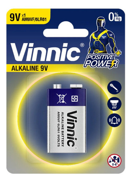 Bateria Pila 9v Alcalina Vinnic Pack X 12 Unidades 0