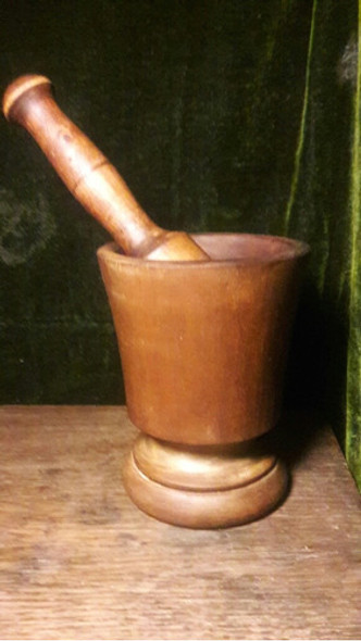 Antiguo Mortero Pilon De Madera, Sano. 0