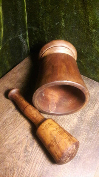 Antiguo Mortero Pilon De Madera, Sano. 1