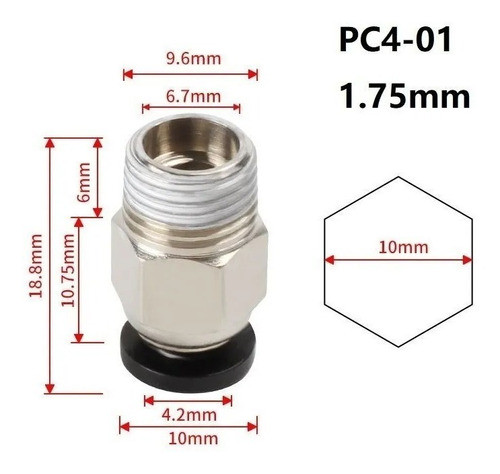 Acople Neumatico 3d Racor Pc4-01 Int 4mm 1