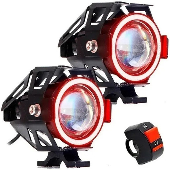 Par Farol De Milha Led 30w Moto Angel Eyes 12v Botão Off/on 0