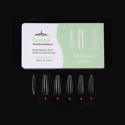 Paris Night Tips Para Soft Gel N°3 Hasta N°7 Coffin X 500u 1