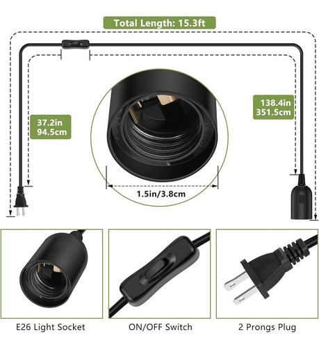 Fadimikoo Enchufe En Cable De Luz Colgante, Paquete De 2 Cab 1