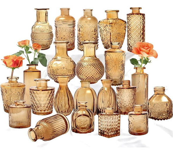 Conjunto De Jarrones De Vidrio Ámbar De 22, Jarrones Pequeño 0 Conjunto De Jarrones De Vidrio Ámbar De 22, Jarrones Pequeño 0