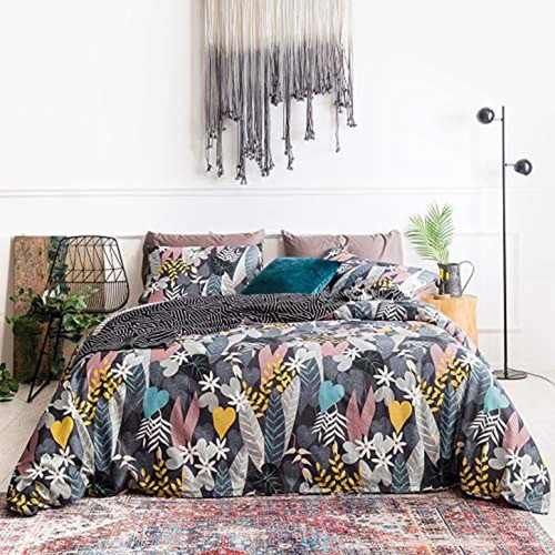 Yuheguoji King Funda Nórdica Boho 100% Algodón Colorido Flor 0