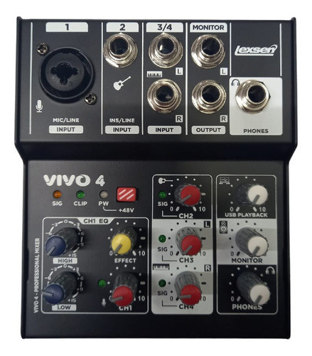 Consola Lexsen Vivo 4 Entradas Canon Plug Usb Musicapilar 0
