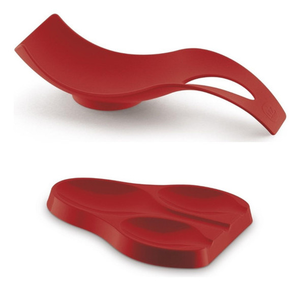 Kit 2 Peças Suporte Apoio Descanso Para Colher Cozinha Uz Cor Vermelho 0
