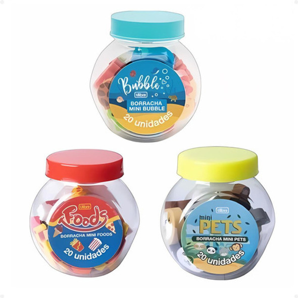 Mini Borrachinhas Temáticas - Pote Com 20 Unidades Tilibra 0 Mini Borrachinhas Temáticas - Pote Com 20 Unidades Tilibra 0
