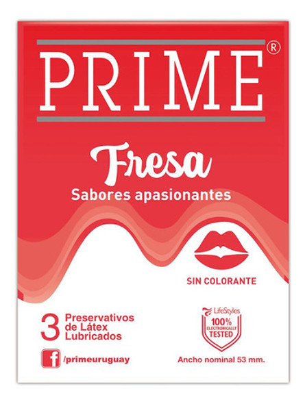 Preservativo Prime Frutilla 3 Unidades 0 Preservativo Prime Frutilla 3 Unidades 0