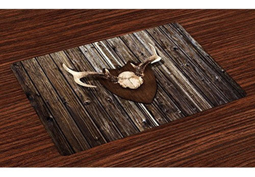 Lunarable Antler Place Mats Juego De 4 Rustic Home Cottage C 0