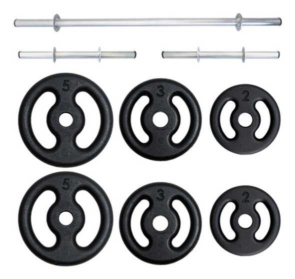 Kit 20kg De Anilhas Com Barras Para Treino Musculação 0 Kit 20kg De Anilhas Com Barras Para Treino Musculação 0