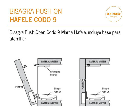 Bisagra Cazoleta Sistema Push Codo 9 35 Mm Cocina Hafele 1