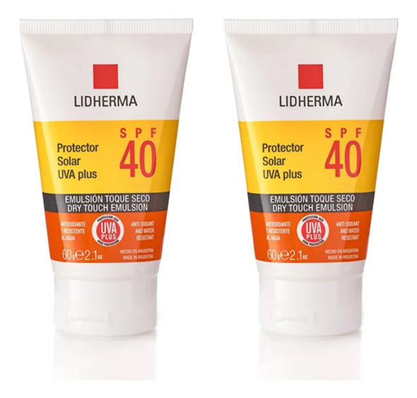 X2 Protector Solar Uva Plus Spf 40 Toque Seco  Lidherma 0 X2 Protector Solar Uva Plus Spf 40 Toque Seco  Lidherma 0