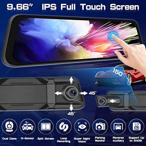 Roinvou Cámara De Espejo De 9.66 Pulgadas, Cámara 1