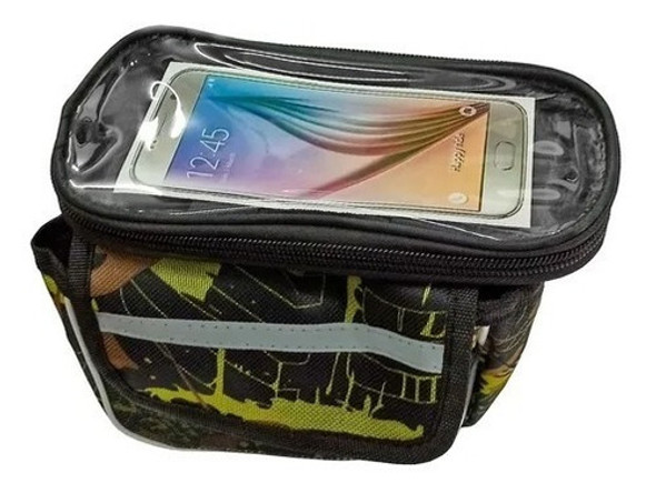 Bolso Porta Celular Alforja Bicicleta Doble Bolsillo Estampa 1