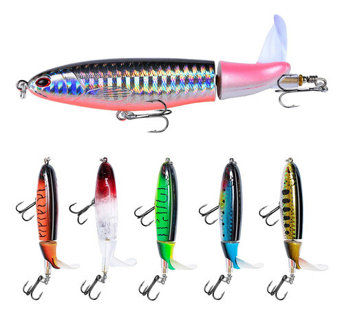 Señuelos Pesca Cebos Set X5. Hundimiento Lento. Rota La Cola 0